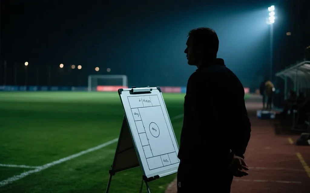 教练在场边指挥与战术板的视觉化占位图